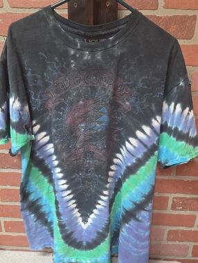 Liquid Blue Black Tie-Dye Tee Greatful Dead 2015